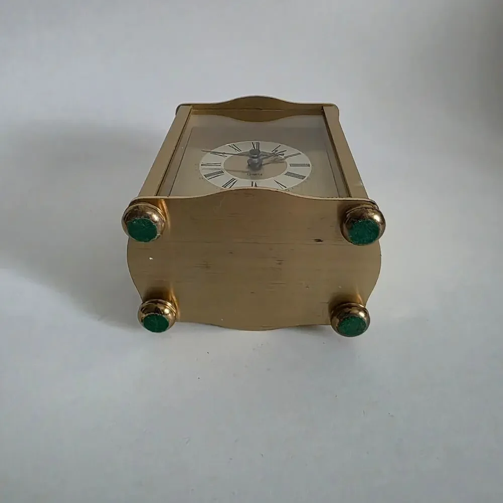 Vintage Maxim Quartz Mantel Clock West Germany Brass Tone Desk Clock